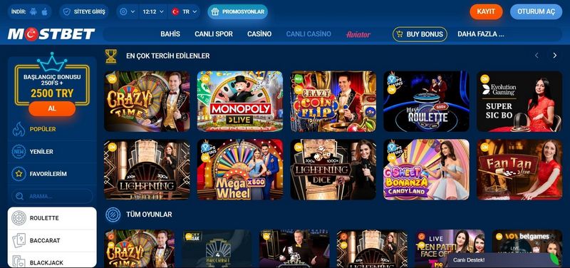 Biblioteka gier wideo MostBet